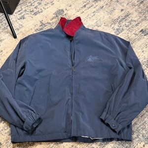 Classic Navy Windbreaker with Red Collar